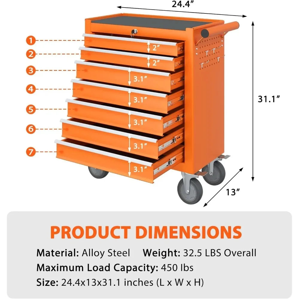 Midnight Club™ 7-Drawer Street Machine Cart – Orange Edition