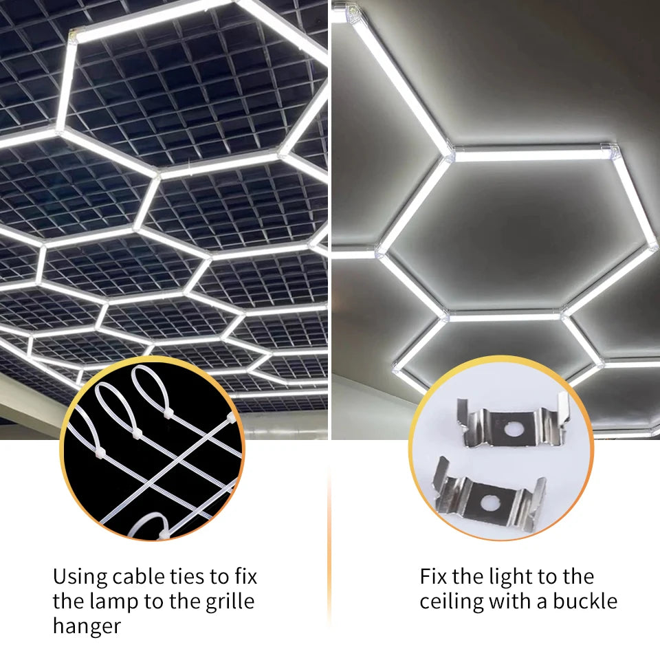 Honeycomb LED Garage Lighting System – Modular Hexagon Ceiling Kit