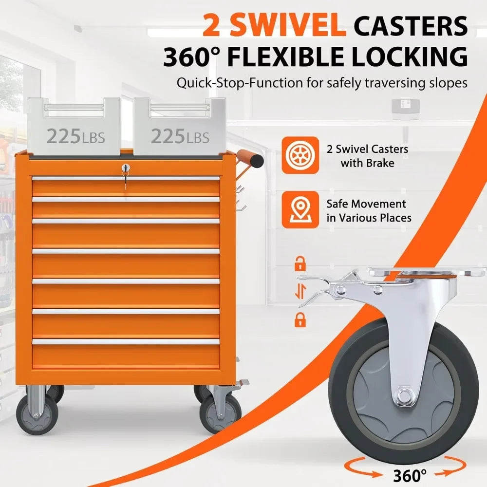 Midnight Club™ 7-Drawer Street Machine Cart – Orange Edition