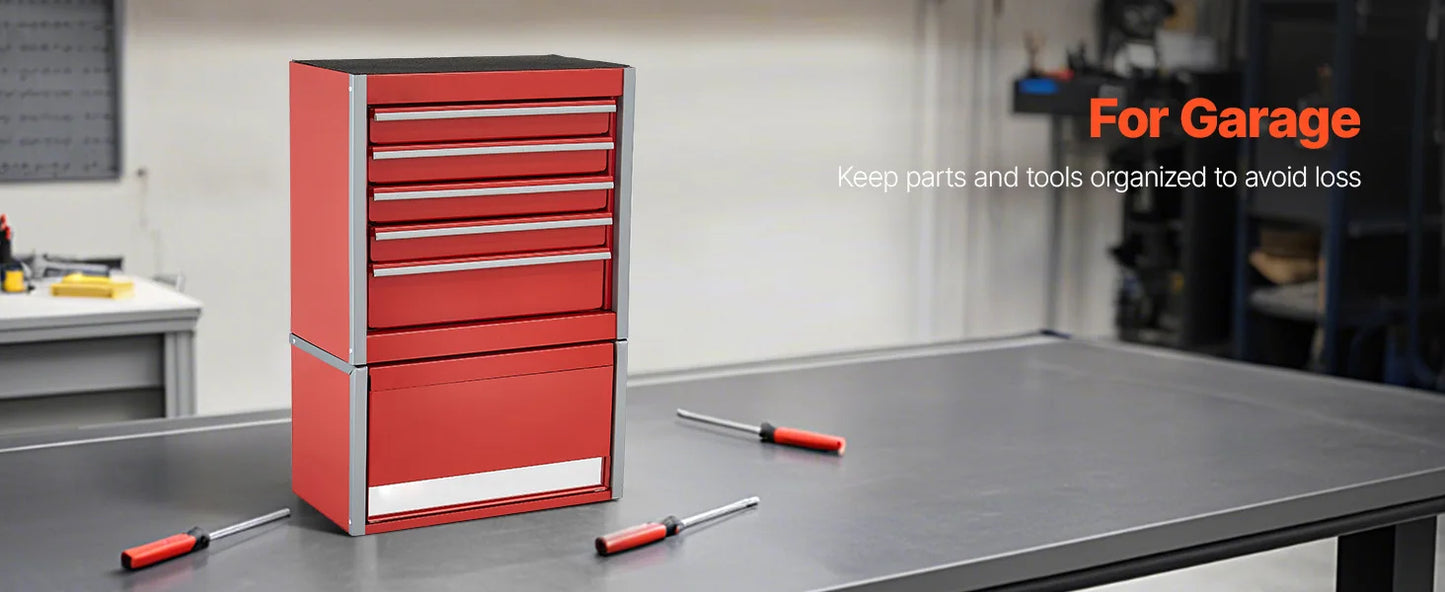 Midnight Club™ Mini 5-Drawer Tool Chest – Workbench & Portable Storage (Red & Black)