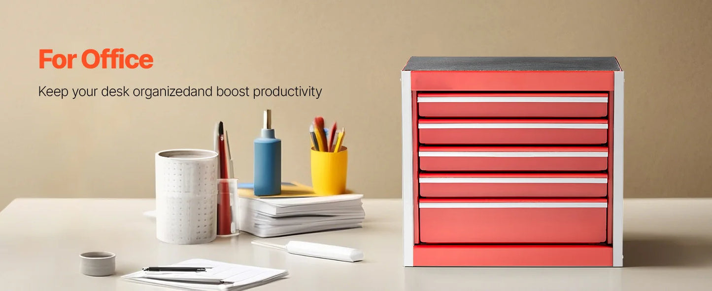 Midnight Club™ Mini 5-Drawer Tool Chest – Workbench & Portable Storage (Red & Black)