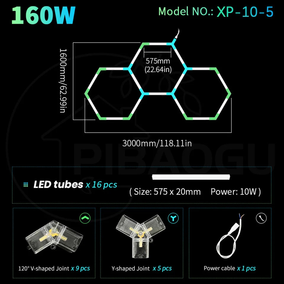 Honeycomb LED Garage Lighting System – Modular Hexagon Ceiling Kit