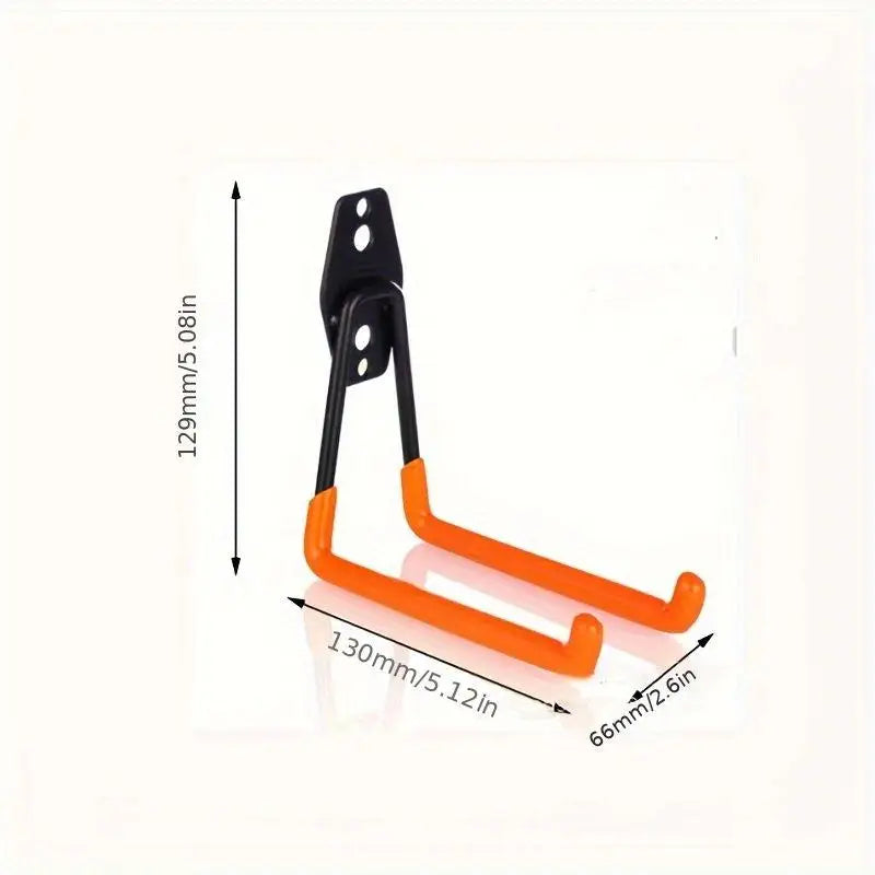 Heavy-Duty Dual-Prong Garage Utility Hooks (2-Pack) Wall-Mounted Steel Storage Hangers with Non-Slip Rubber Coating