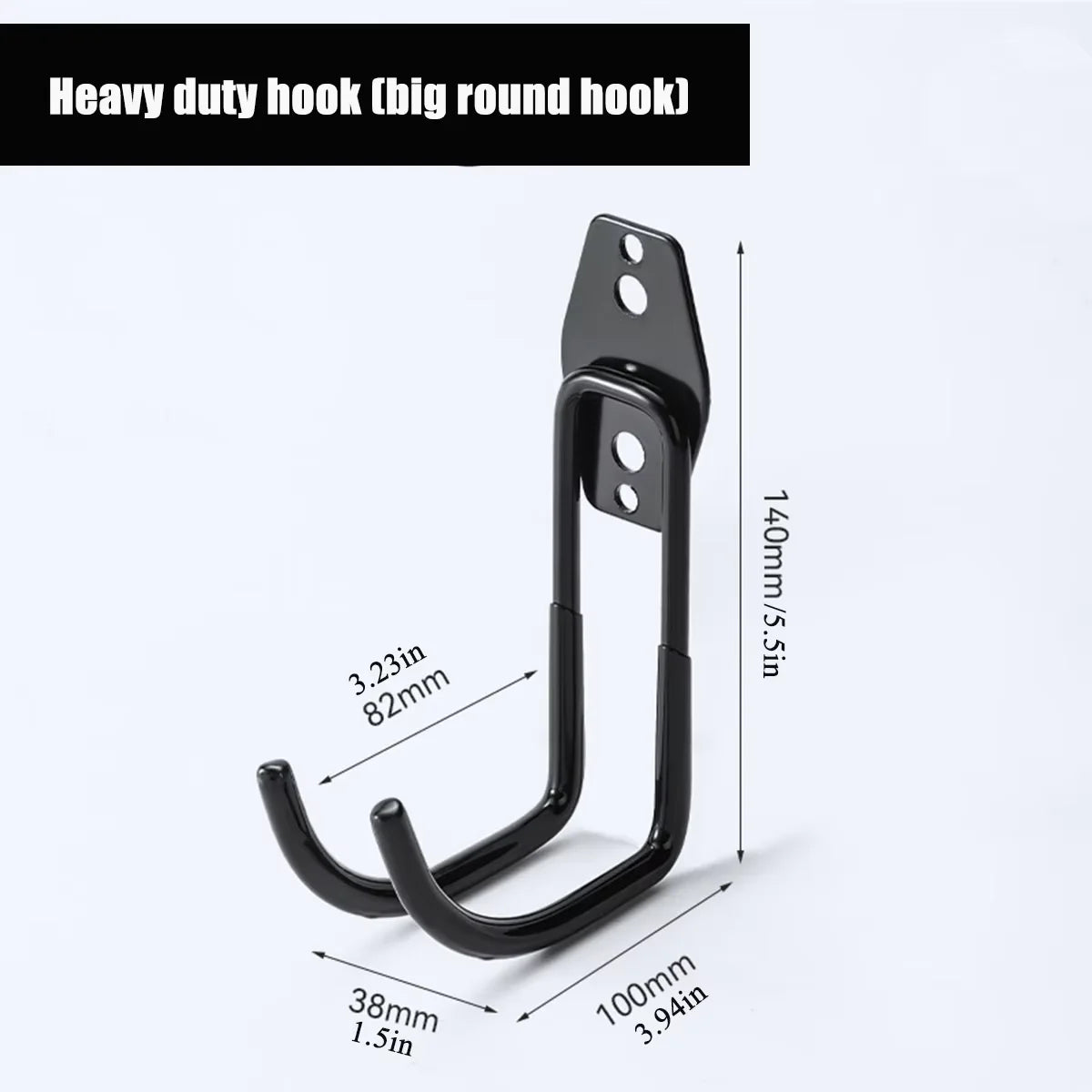 Heavy-Duty Dual-Prong Garage Utility Hooks (2-Pack) Wall-Mounted Steel Storage Hangers with Non-Slip Rubber Coating