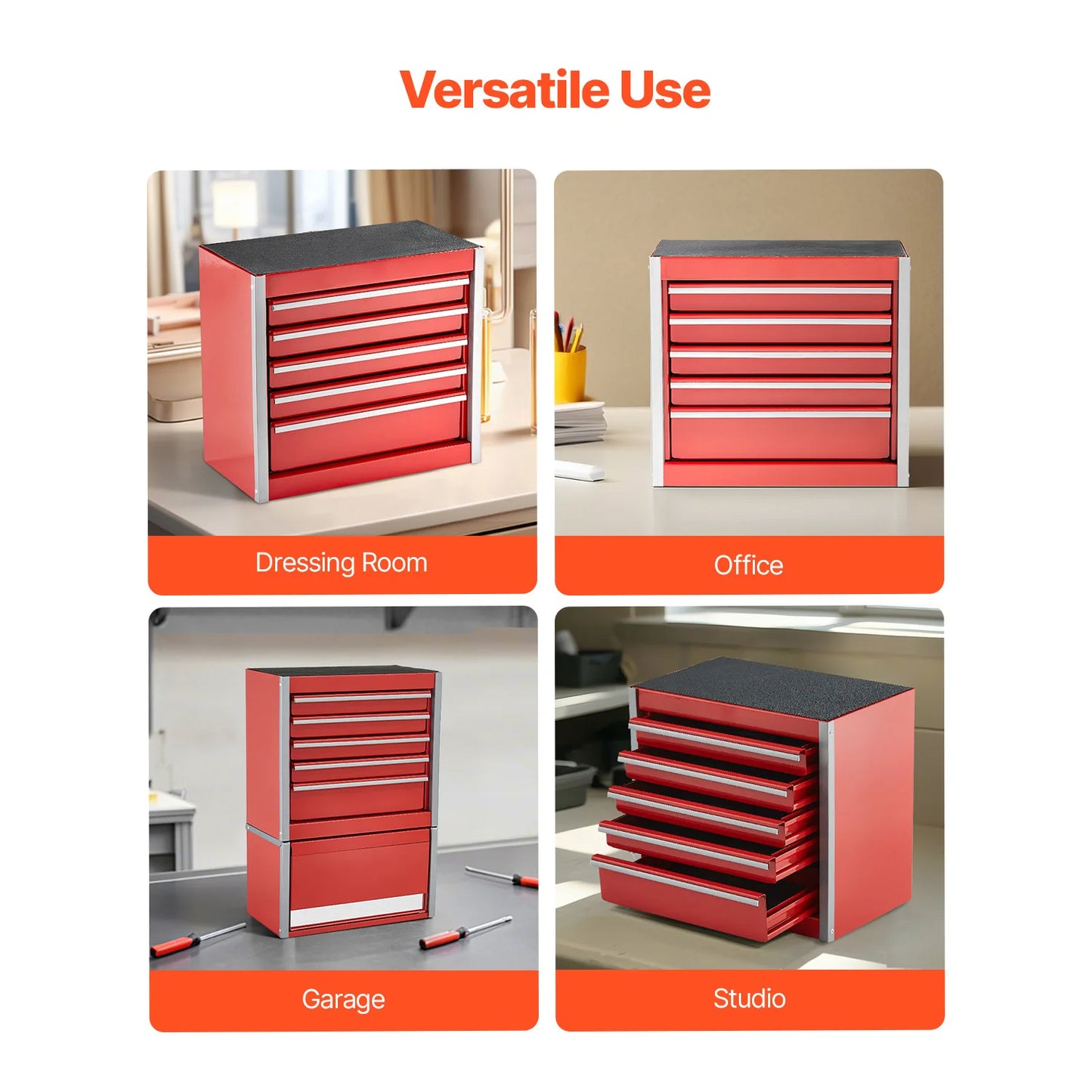 Midnight Club™ Mini 5-Drawer Tool Chest – Workbench & Portable Storage (Red & Black)