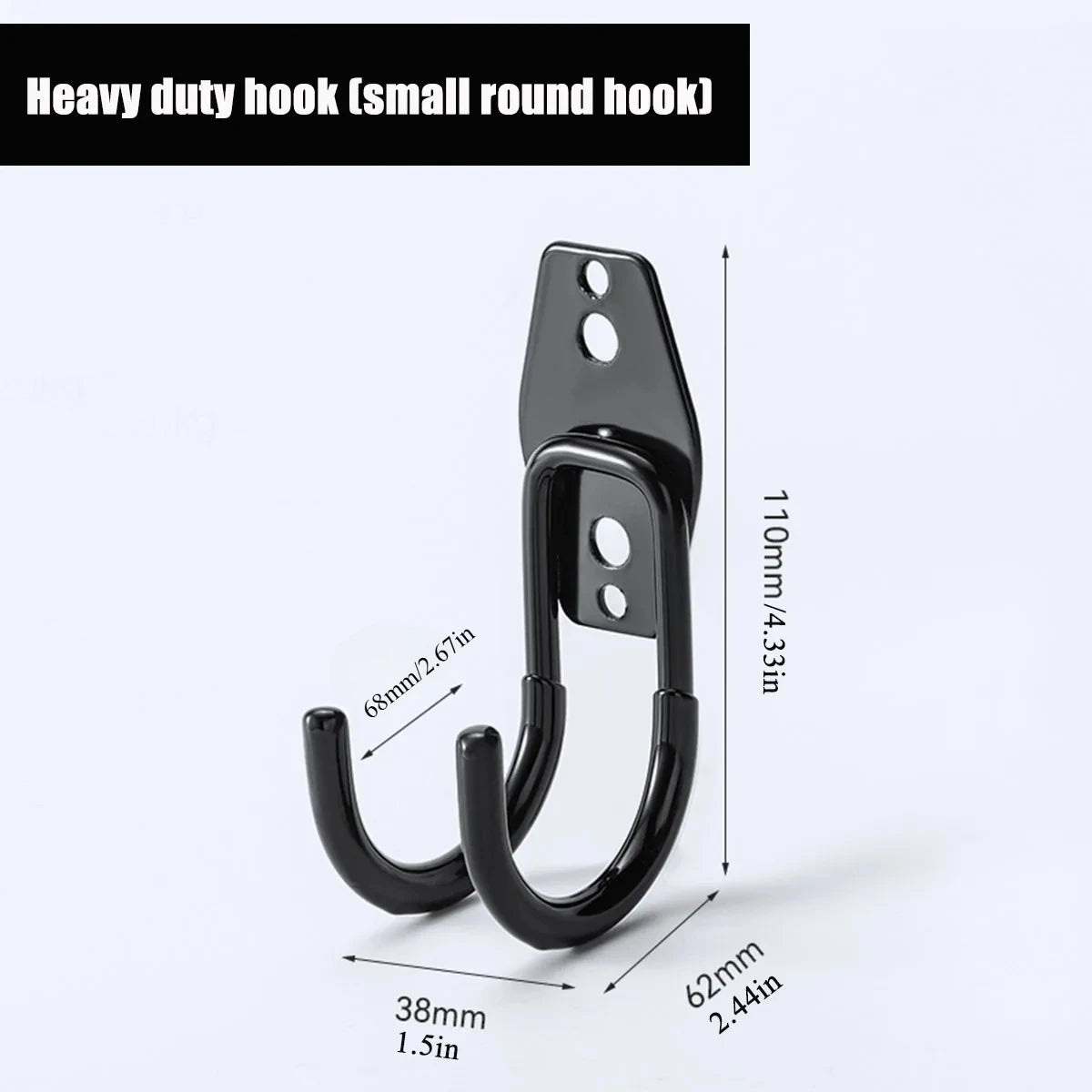 Heavy-Duty Dual-Prong Garage Utility Hooks (2-Pack) Wall-Mounted Steel Storage Hangers with Non-Slip Rubber Coating