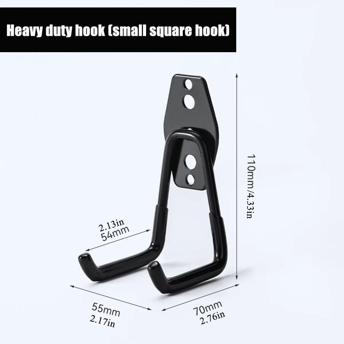 Heavy-Duty Dual-Prong Garage Utility Hooks (2-Pack) Wall-Mounted Steel Storage Hangers with Non-Slip Rubber Coating