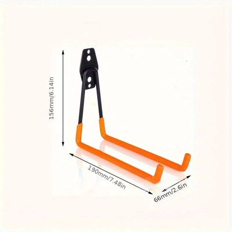 Heavy-Duty Dual-Prong Garage Utility Hooks (2-Pack) Wall-Mounted Steel Storage Hangers with Non-Slip Rubber Coating