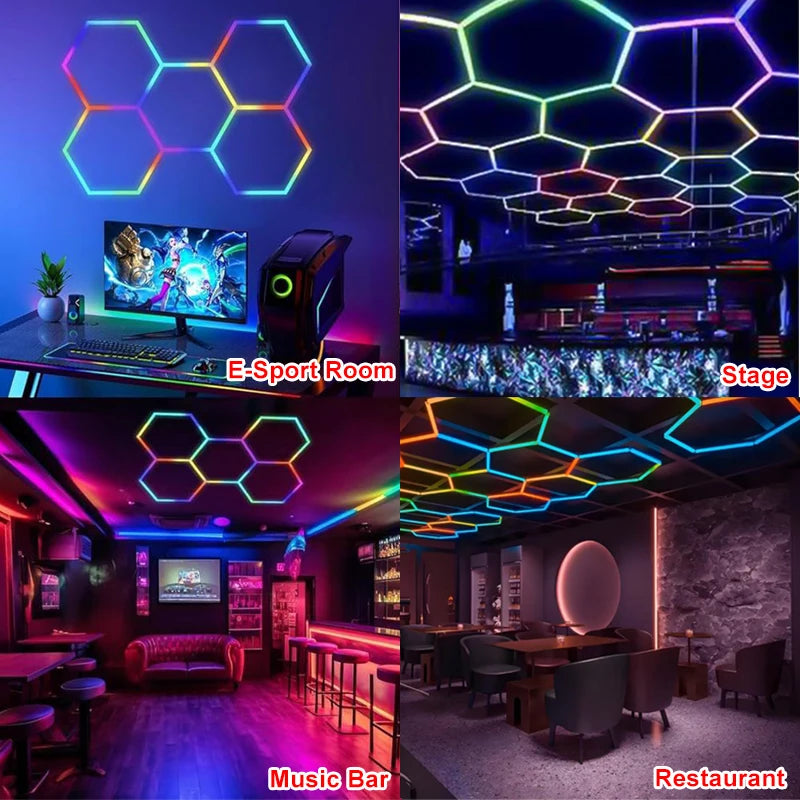 RGB Honeycomb LED Garage Lighting Kit — Showroom Glow Meets Midnight Mood