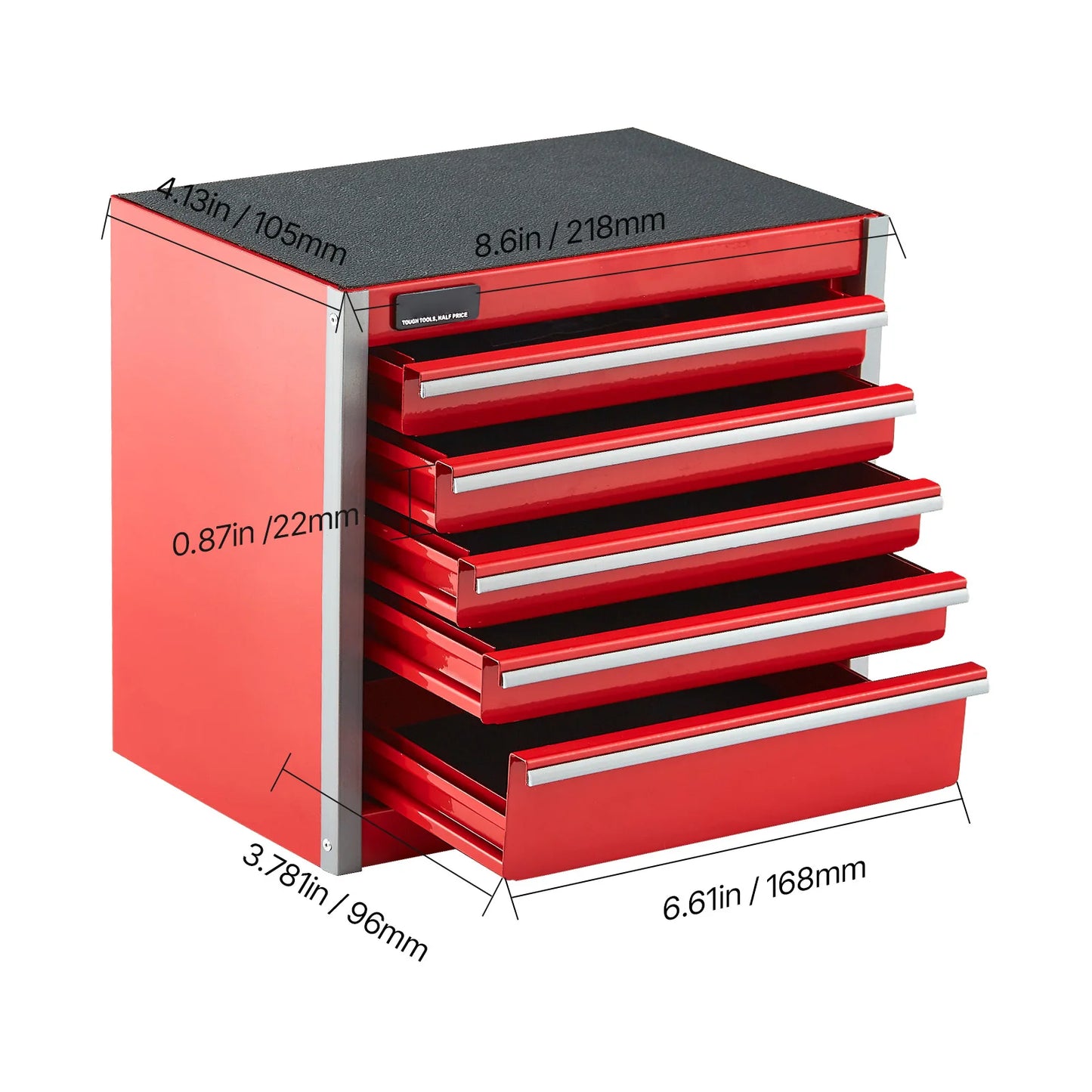 Midnight Club™ Mini 5-Drawer Tool Chest – Workbench & Portable Storage (Red & Black)