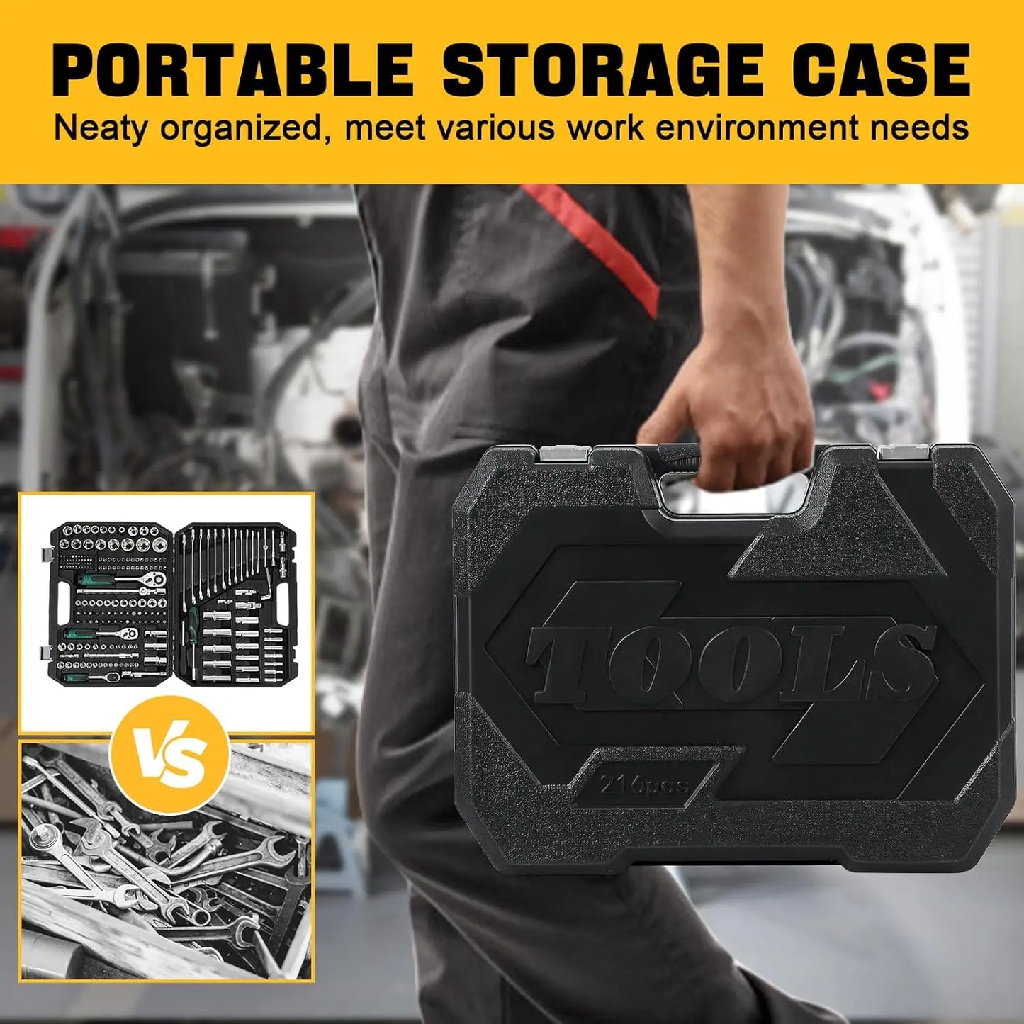 Midnight Club™ 216-Piece Master Mechanic Tool Case — Pro Socket, Ratchet & Driver Kit