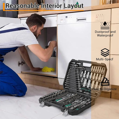 Midnight Club™ 216-Piece Master Mechanic Tool Case — Pro Socket, Ratchet & Driver Kit