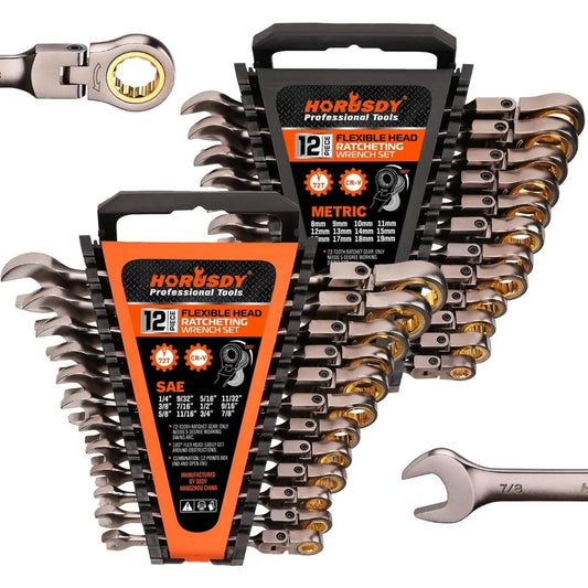 Midnight Club™ Flex-Head Ratcheting Wrench Set — 24-Piece Metric/SAE (72-Tooth)