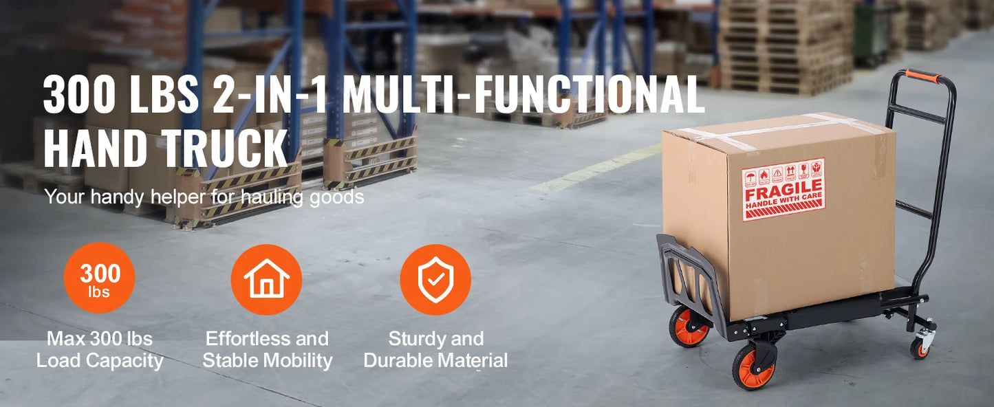 Midnight Club 300-LB Folding Utility Hand Truck – Aluminum Telescopic Platform Cart