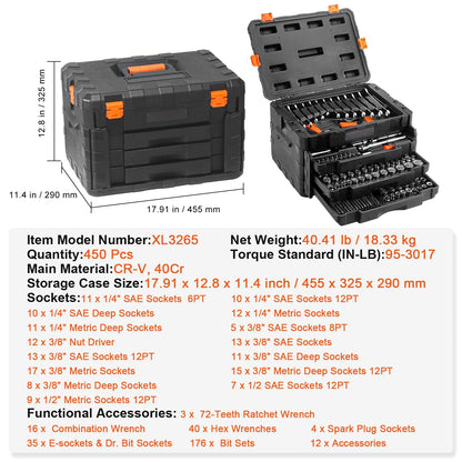 Midnight Club 450-Piece Pro Mechanics Socket & Tool Set